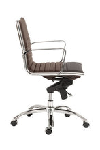 Load image into Gallery viewer, Modern Brown Leather &amp; Chrome Low Back Office Chair
