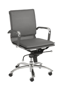 Modern Gray Leather & Chrome Office Chair by Euro Style