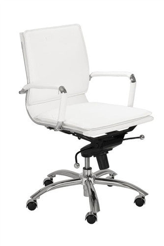 White & Chrome Low Back Modern Office Chair