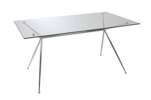 60" Premium Clear Glass Executive Desk with Elegant Chromed Steel Frame