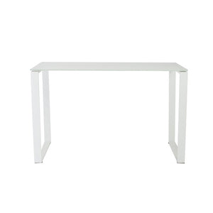 48" Modern White Glass Office Desk with Steel Frame