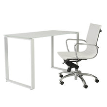 Load image into Gallery viewer, 48&quot; Modern White Glass Office Desk with Steel Frame

