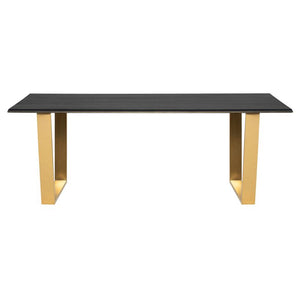 Ebonized Oak & Gold 79" Executive Desk with Inlaid Edges