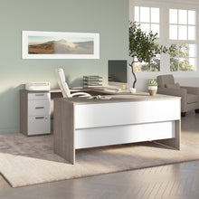 Load image into Gallery viewer, 65&quot; Executive U-Desk in Silver Maple and White
