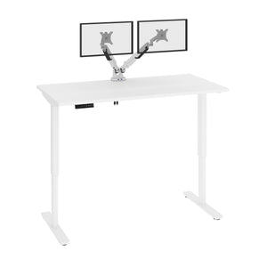 White 59" Adjustable Desk with Twin Monitor Arms