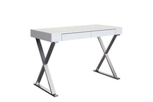 Load image into Gallery viewer, 47&quot; Modern White Lacquer &amp; Stainless Steel Desk with Drawer from WhiteLine

