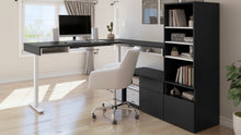 Load image into Gallery viewer, 88&quot; Black and White Adjustable L-Desk with Storage Complex
