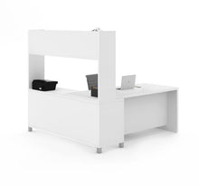 Load image into Gallery viewer, Spacious L-Shaped Office Desk with Hutch in White
