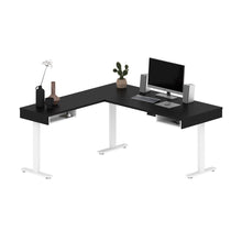 Load image into Gallery viewer, 71&quot; Black and White Standing L-Shaped Desk
