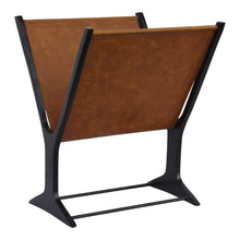 Load image into Gallery viewer, Gorgeous Magazine Rack of Aluminum &amp; Brown Leather
