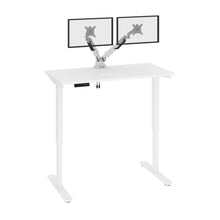 Load image into Gallery viewer, Satin White 48&quot; Twin Monitor Adjustable Desk
