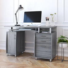 Load image into Gallery viewer, 48&quot; Curved Cabinet Gray Woodgrain Desk
