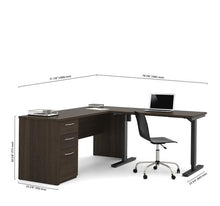 Load image into Gallery viewer, L-Shaped Adjustable Office Desk in Dark Chocolate
