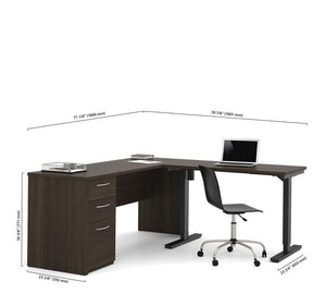 L-Shaped Adjustable Office Desk in Dark Chocolate