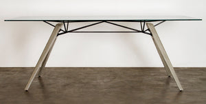 94" Modern Clear Glass Conference Table with Concrete Legs