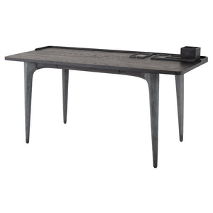 63" Sleek Charred Oak & Black Concrete Office Desk