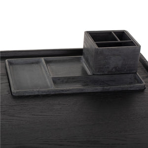 63" Sleek Charred Oak & Black Concrete Office Desk