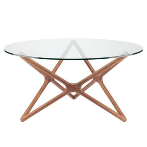 59" Meeting Table w/ Glass Top & Solid Wood Base