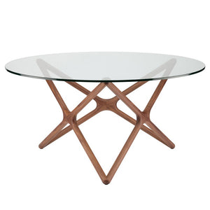 59" Meeting Table w/ Glass Top & Solid Wood Base