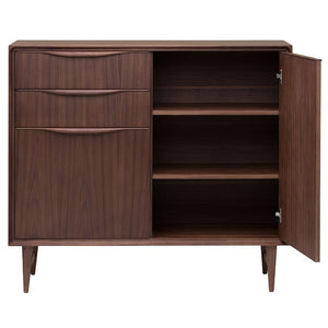 Walnut Office Storage Credenza in Mid-Century Style