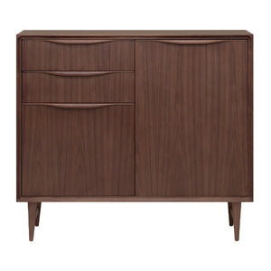 Walnut Office Storage Credenza in Mid-Century Style