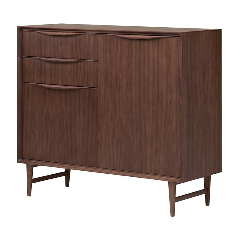 Walnut Office Storage Credenza in Mid-Century Style