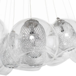 Elegant Pendant Light with Clear Glass Orb Shades and Intricate Frosted Globes