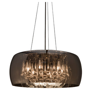 Striking Glass Pendant Light with Crystal Droplets