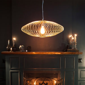 New Age Cage-Style Stainless Steel Pendant Light in Gold