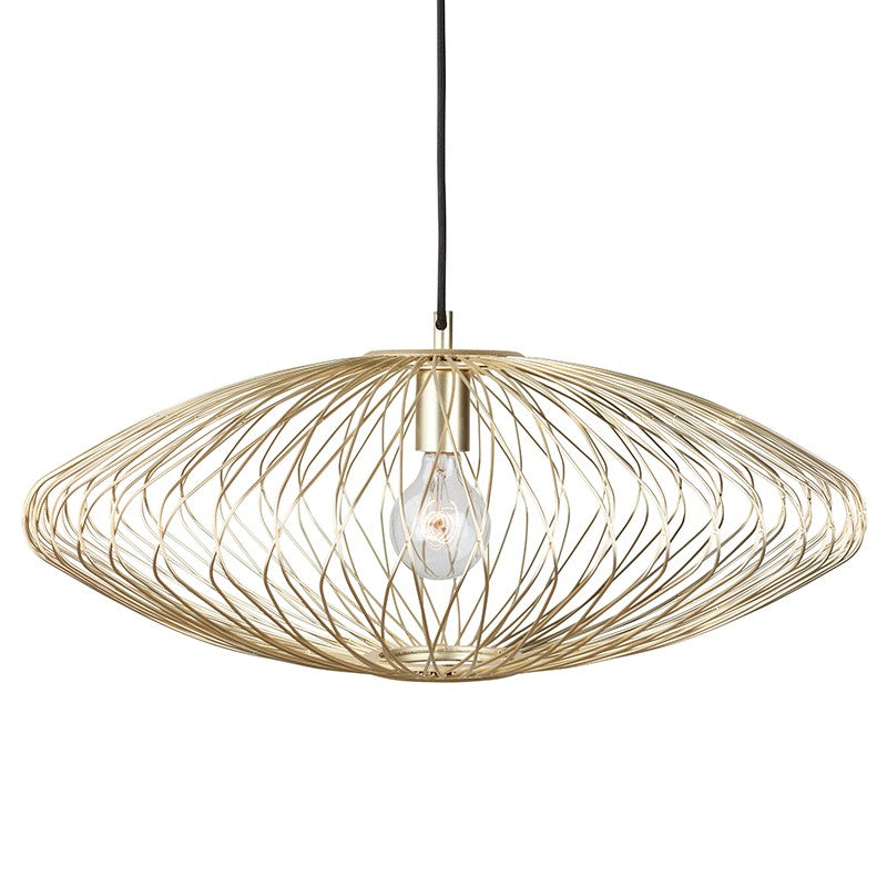 New Age Cage-Style Stainless Steel Pendant Light in Gold