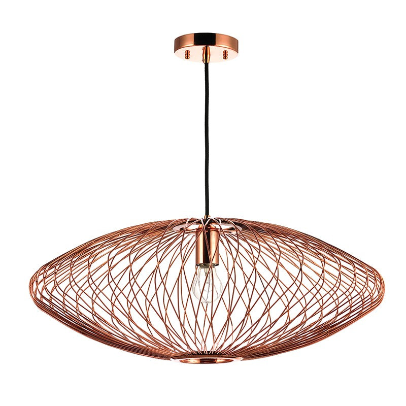 New Age Cage-Style Stainless Steel Pendant Light in Copper