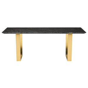 Stunning 79" Executive Desk w/ Black Marble & Gold-Brushed Stainless Steel