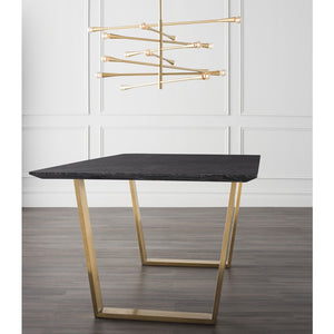 Stunning 79" Executive Desk w/ Black Marble & Gold-Brushed Stainless Steel