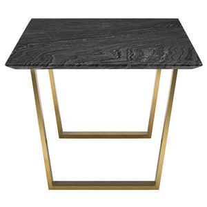 Stunning 79" Executive Desk w/ Black Marble & Gold-Brushed Stainless Steel