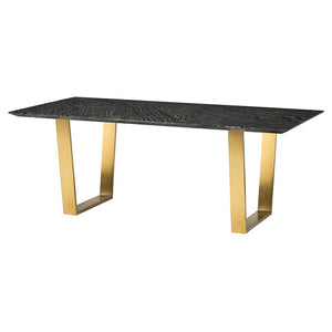 Stunning 79" Executive Desk w/ Black Marble & Gold-Brushed Stainless Steel