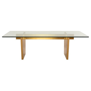 Vibrant Clear Glass Conference Table w/ Brushed Gold Base