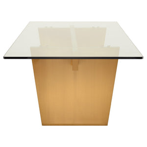 Vibrant Clear Glass Conference Table w/ Brushed Gold Base