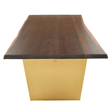 Load image into Gallery viewer, Gorgeous Seared Oak 78&quot; Executive Desk or Meeting Table w/ Brushed Gold Base
