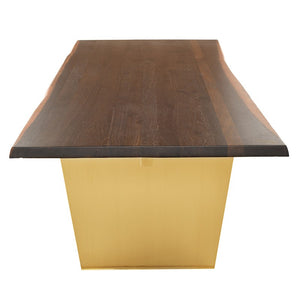 Gorgeous Seared Oak 78" Executive Desk or Meeting Table w/ Brushed Gold Base