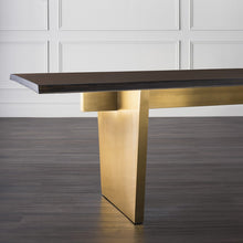 Load image into Gallery viewer, Gorgeous Seared Oak 78&quot; Executive Desk or Meeting Table w/ Brushed Gold Base
