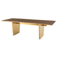 Load image into Gallery viewer, Stunning Seared Oak Conference Table w/ Brushed Gold Base (Multiple Sizes)
