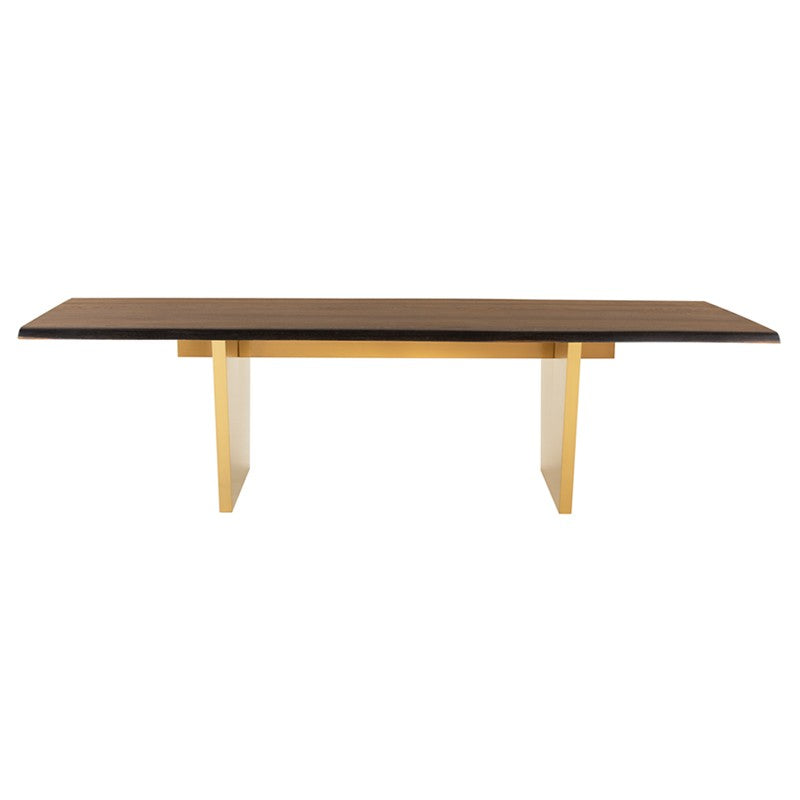 Stunning Seared Oak Conference Table w/ Brushed Gold Base (Multiple Sizes)