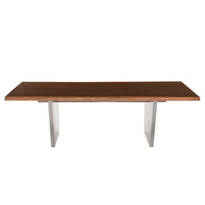 Charming Seared Oak 78" Executive Desk or Meeting Table w/ Stainless Steel Base