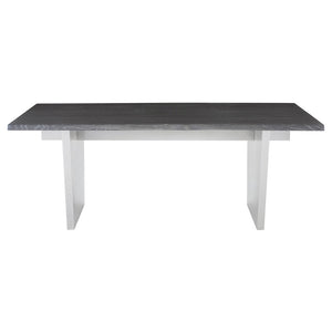 78" Oxidized Gray Oak Executive Desk or Meeting Table w/ Stainless Steel Base