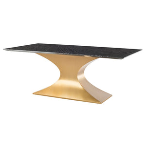 79" Bold Executive Office Desk or Conference Table in Black Marble & Gold