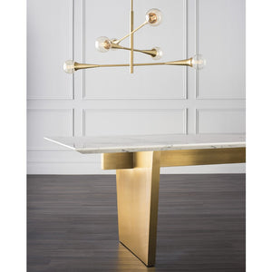 Bold White Marble Executive Desk or Meeting Table w/ Brushed Gold Base