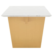 Load image into Gallery viewer, Bold White Marble Executive Desk or Meeting Table w/ Brushed Gold Base
