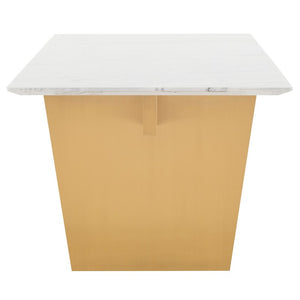 Bold White Marble Executive Desk or Meeting Table w/ Brushed Gold Base