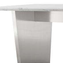 Load image into Gallery viewer, Bold White Marble 78&quot; Executive Desk or Meeting Table w/ Stainless Steel Base
