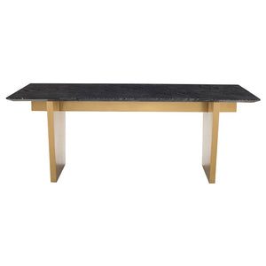 Black Wood Grain 78" Executive Desk or Meeting Table w/ Brushed Gold Base